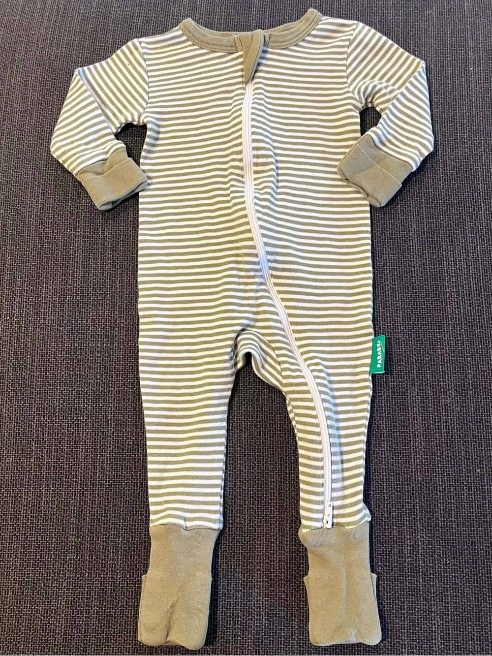 Parade Organic Cotton Olive Green/White Stripe One-Piece